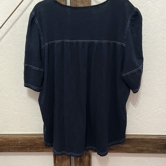 Navy Blue Puff-Sleeve A-Line Tunic - Picture 7 of 8